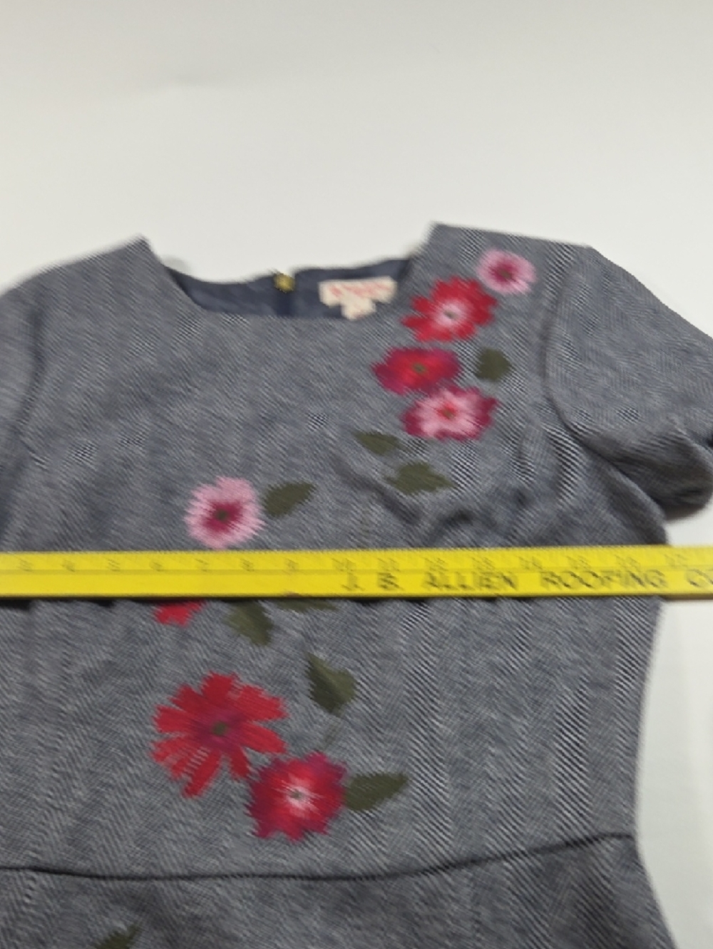 Brooks Brothers Gray Mini Sheath Dress Wool Blend Red Pink Floral Embroidery - Picture 10 of 13